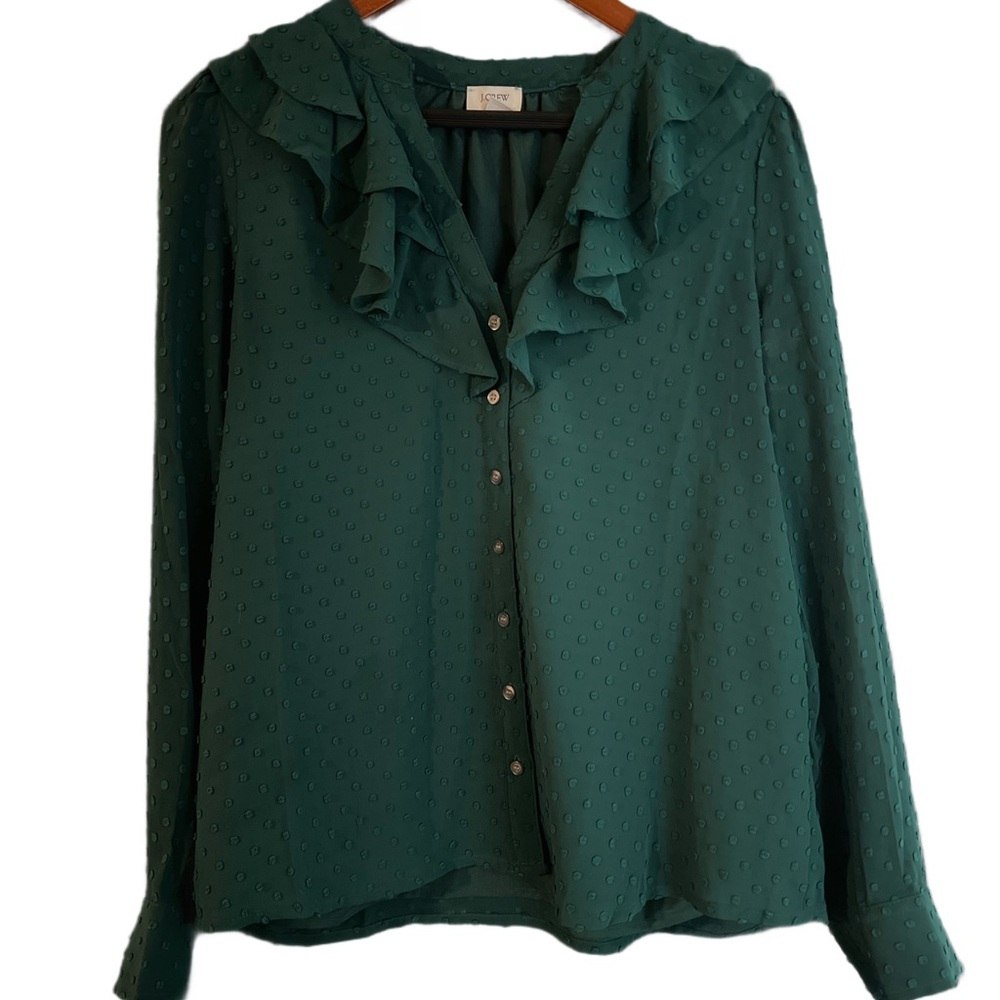 J. Crew Teal Ruffled Blouse